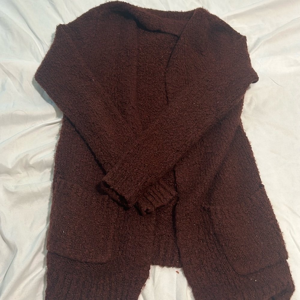 Women’s XS Long Fuzzy Red Cardigan
